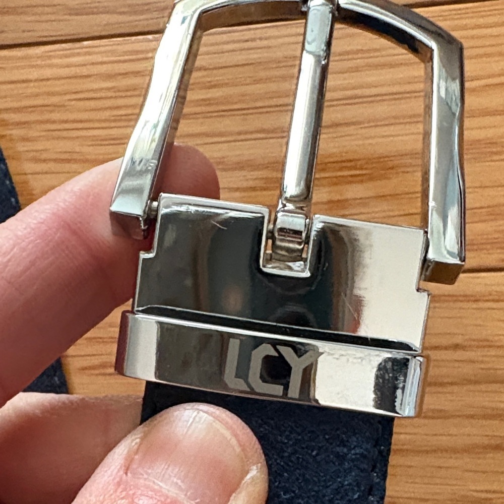 Classic navy blue suede Belt with Silver Buckle - Picture 2 of 9